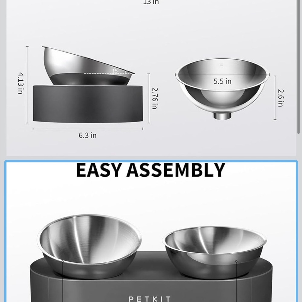 Stainless Steel Tilt raised Puppy/ Cat Bowls - Picture 3 of 4